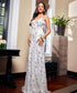 Deep Vneck Strappy Embellished White Maxi Dress